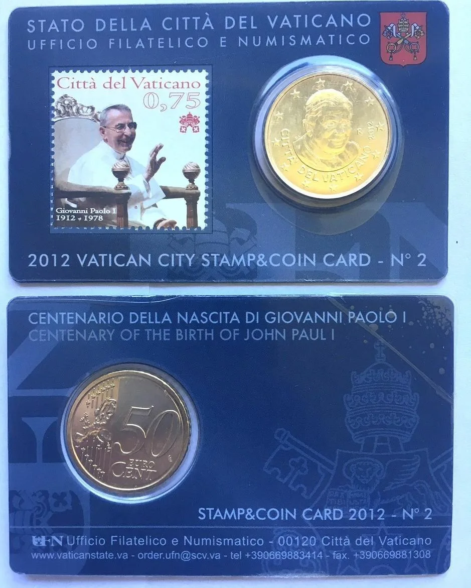 2012 8 x VATICAN 2012 50 Euro cent BENEDICT XVI in COINCARD BU