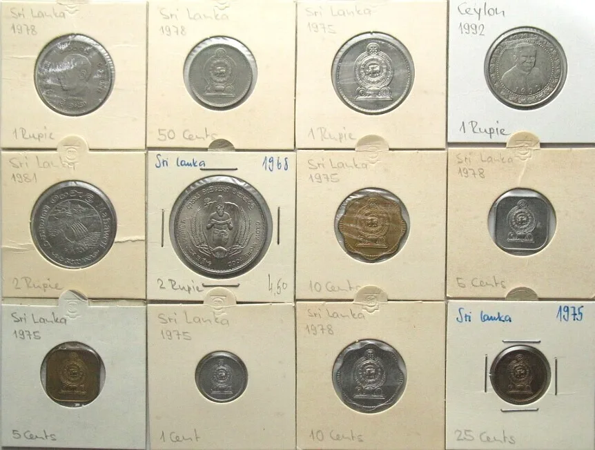 1968-1992 SRI LANKA Collection of 12 coins 1968-1992, many in top condition!