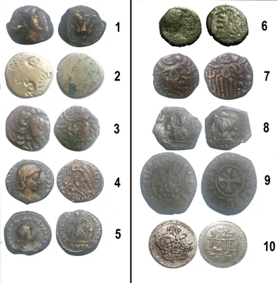 10 coin- Mixed Lot all ID. 350 BC to 1774 AD (Metals AE, BI, AR) Greek, India Mauryan, Indo-Parthian Roman, Byzantine Medieval, Ottoman Empire.  (2,124 years)
