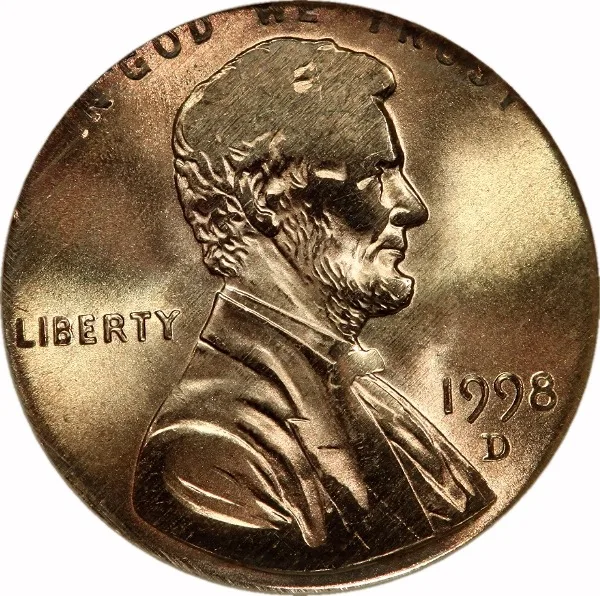 Lincoln Cent, 1998-D, Struck on Type 1 10 Cent Blank (2.2 Grams), 1¢, MS66 , NGC