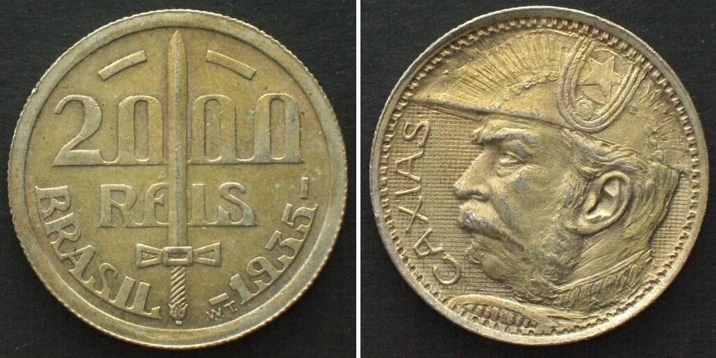 1935 BRAZIL 2000 Reis 1935 DUKE OF CAXIAS silver UNC-!
