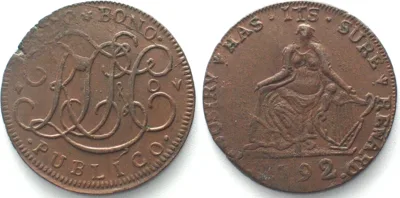1792 DUBLIN 1792 Halfpenny Token INDUSTRY HAS ITS SURE REWARD copper UNC- RARE!!! UNC-
