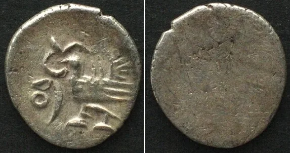 1847-1860 CAMBODIA 2 Pe (1/2 Fuang) ND (1847-60) NORODOM I silver AU!