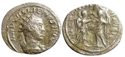 Gallienus 253-268 AD, Billon Silver 21mm 3.29gm Antoninianus. Samosata, Toned