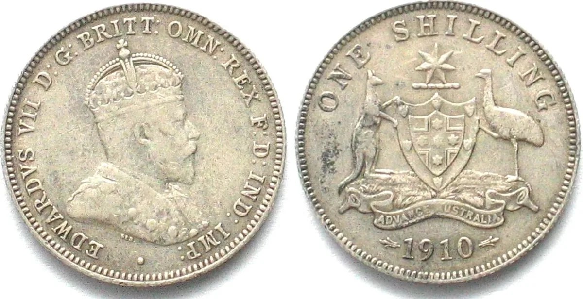 1910 AUSTRALIA Shilling 1910 EDWARD VII silver aXF! EF-