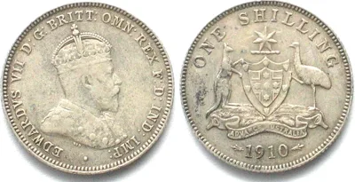 1910 AUSTRALIA Shilling 1910 EDWARD VII silver aXF! EF-
