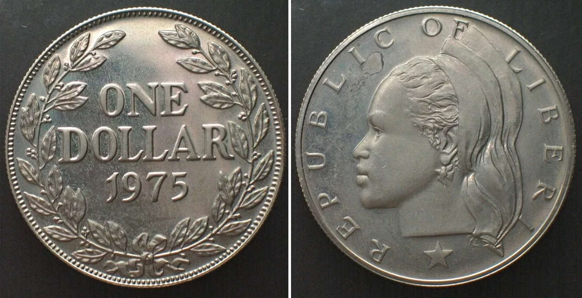 1975 LIBERIA 1 Dollar 1975 Cu-Ni Proof