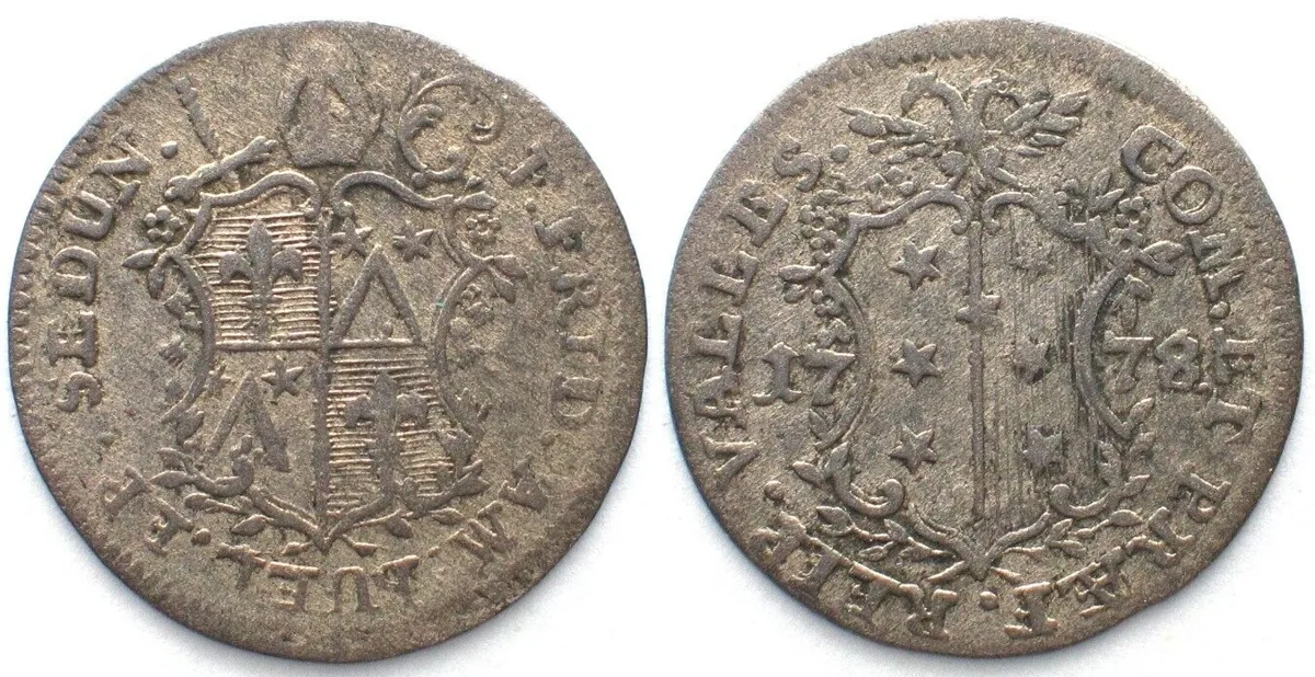 1778 VALAIS Bishopric SITTEN Batzen 1778 FRANZ FRIEDR. AMBUEL billon aXF! EF-