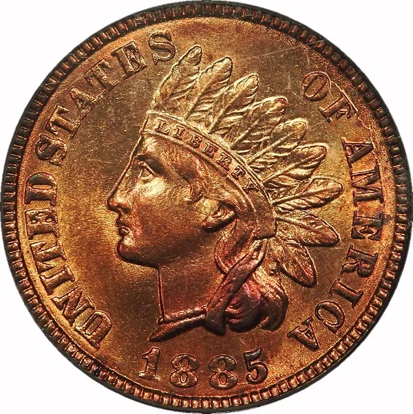 Indian Cent, 1885, 1¢, MS64 RD, PCGS/CAC