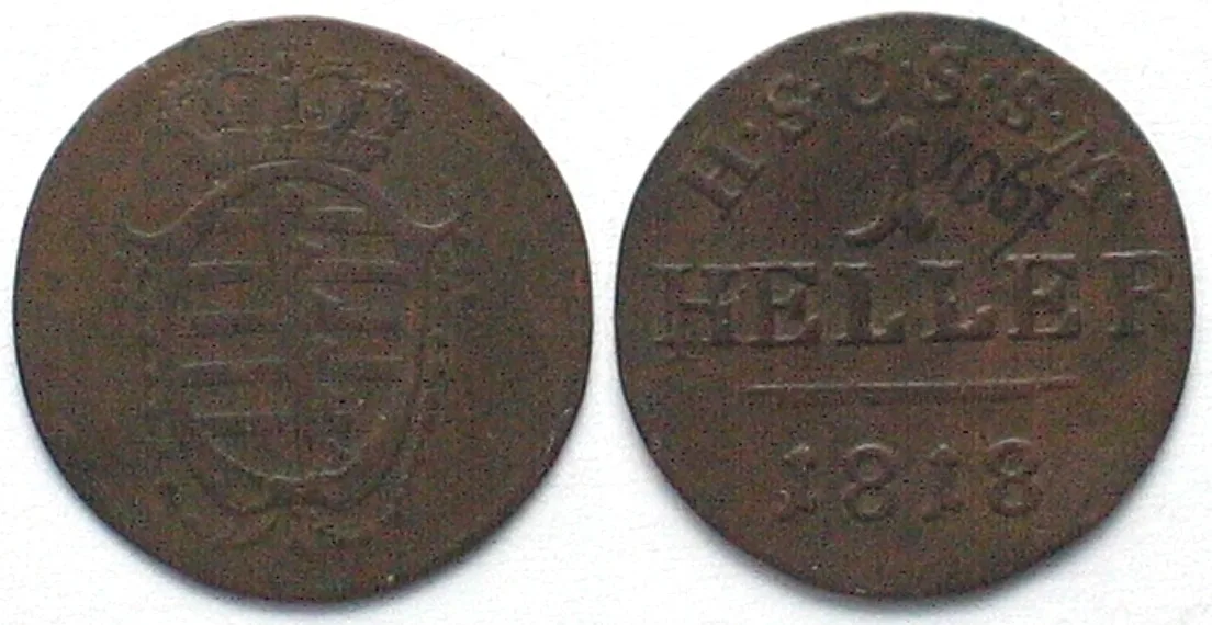 1818 SAXE-COBURG-SAALFELD Heller 1818 ERNST I copper VF+
