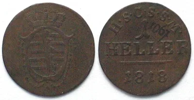 1818 SAXE-COBURG-SAALFELD Heller 1818 ERNST I copper VF+
