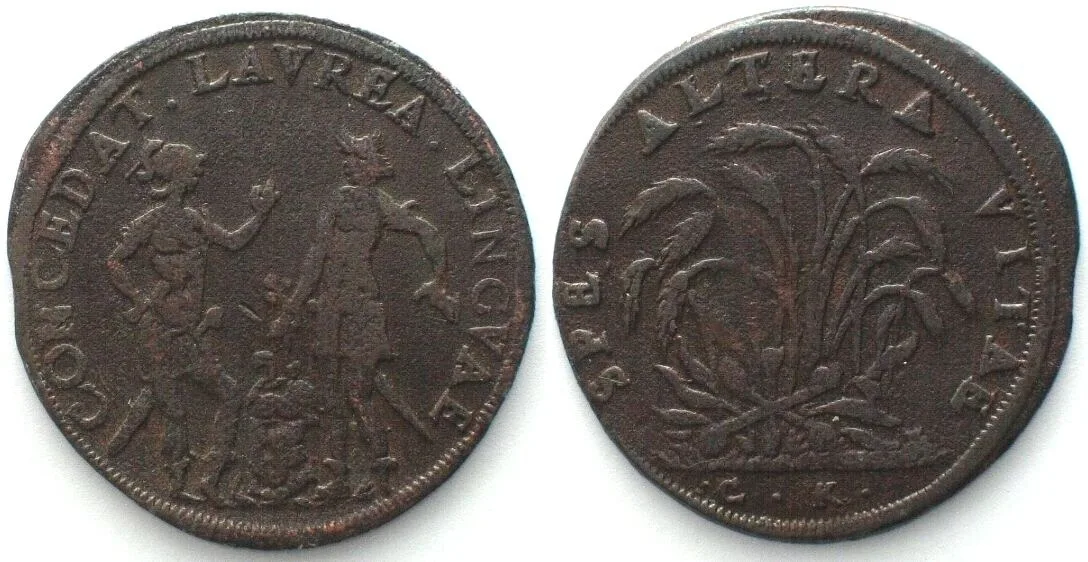 1585-1632 KILIAN KOCH 1585-1632 AE Counter SPES ALTERA VITAE / CONCEDAT LAVREA LINCVAE VF