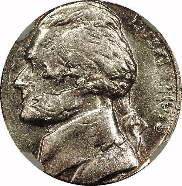 Jefferson Nickel, 1978, Overstruck on 1978 10C, 5¢, MS65 , NGC