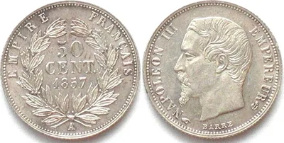 1857 FRANCE 50 Centimes 1857 A NAPOLEON III silver UNC!!!