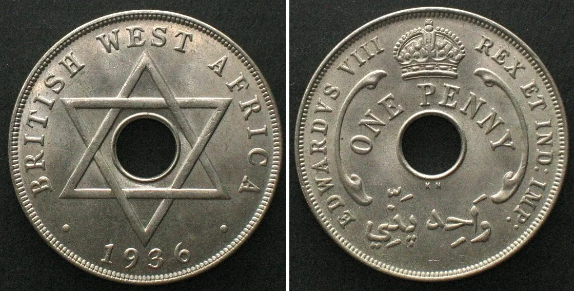 1936 BRITISH WEST AFRICA. Penny 1936 KN, EDWARD VIII Cu-Ni UNC!!!