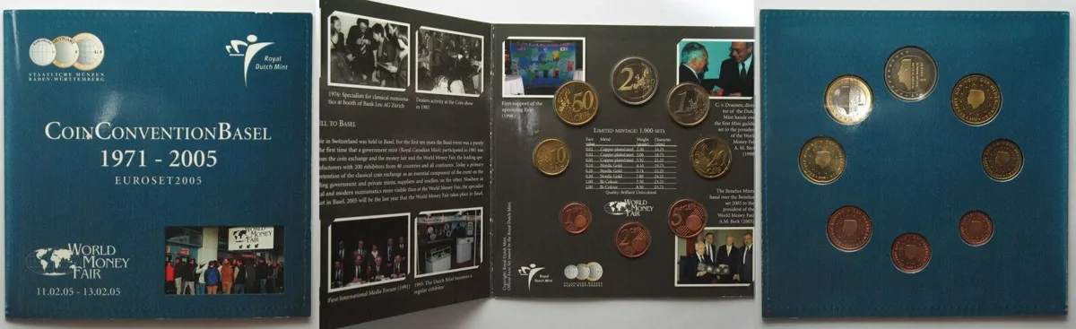 2005 NETHERLANDS 2005 BU MINT SET WORLD MONEY FAIR COIN CONVENTION BASEL BU