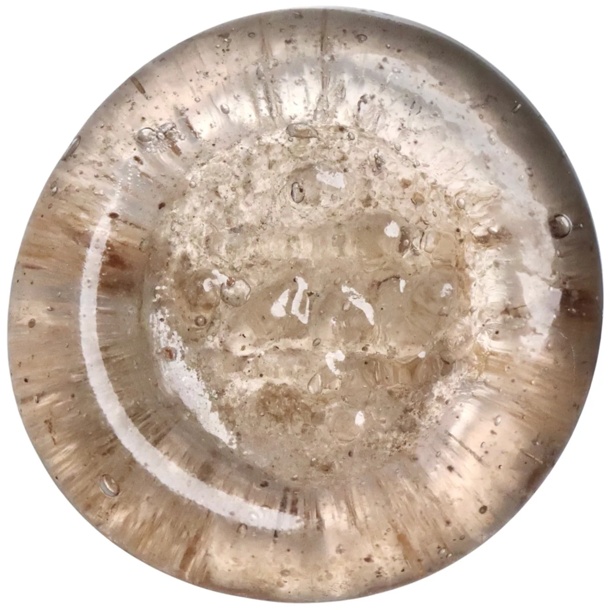 Fatimid to Mamluk: glass weight (jeton) (1.57g), 12th-14th century CE. 2-line Arabic legend. Weight of 1/2 dirham.