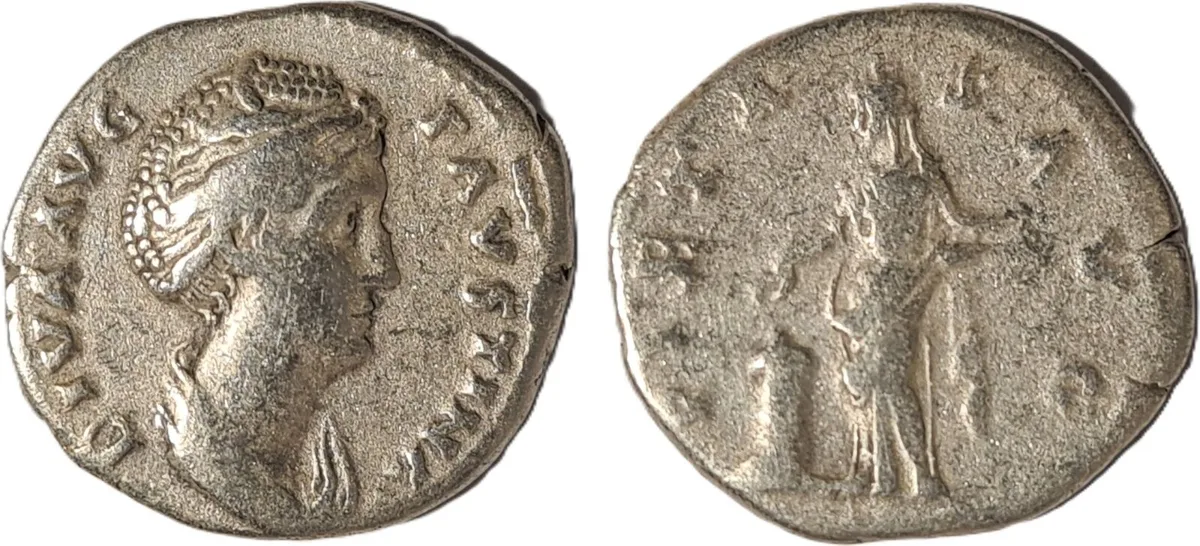Faustina the elder. AR Denarius 141 AD. Rome