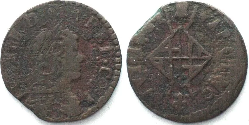 1651 Spain CATALONIA Seiseno 1651 LOUIS XIV of FRANCE copper aVF VF-