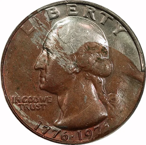 Washington 25¢, 1976, Defective Cladding, 25¢, MS62 , PCGS