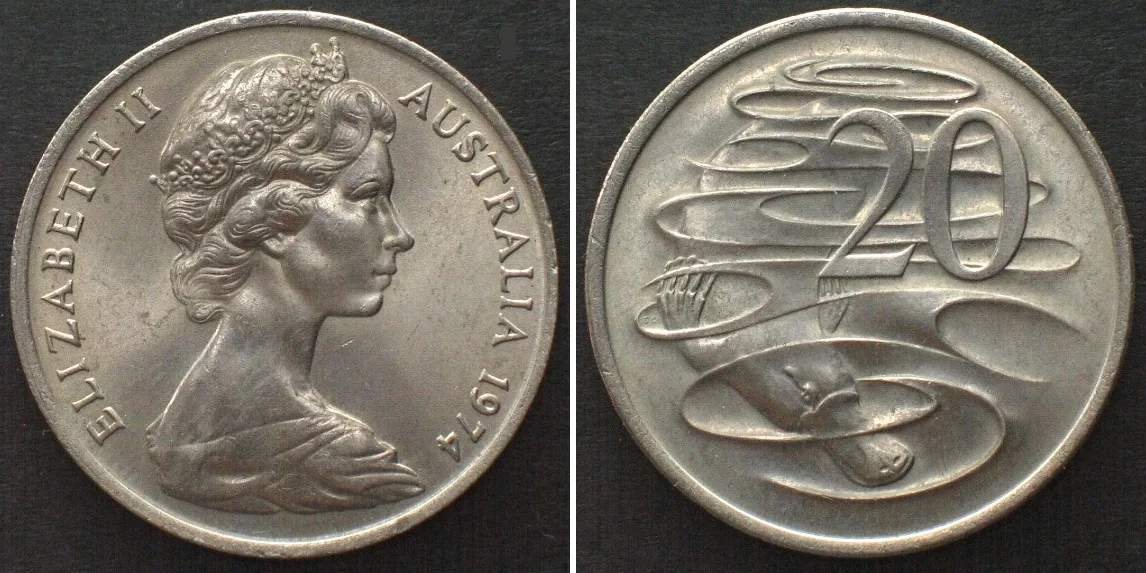 1974 AUSTRALIA. 20 Cents 1974, Duckbill Platypus, Cu-Ni UNC!!!
