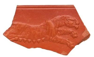 Roman North African Pottery Fragment with Striding Lion