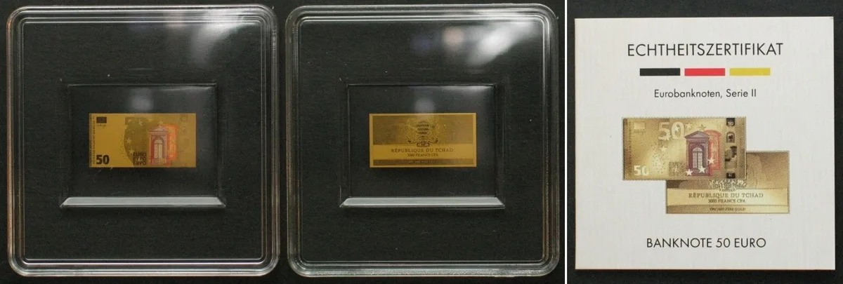2024 CHAD 3000 Francs 2024, 50 Euro EUROBANKNOTEN, SERIE II, Gold 1/1000 oz BU