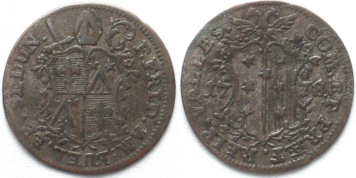 1778 VALAIS Bishopric SITTEN Batzen 1778 FRANZ FRIEDR. AMBUEL billon aXF! EF-