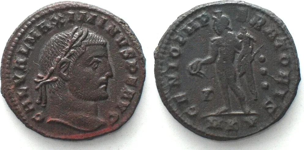 310-313 MAXIMINUS II. DAIA. AE Follis 25mm, 310-313 Cyzicus mint GENIO IMPERATORIS, UNC-