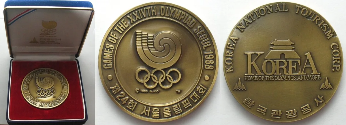 1988 OLYMPIA SEOUL 1988 Official Medal by SLOOC bronze 75mm SCARCE! UNC-