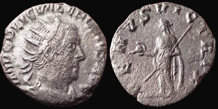 VALERIAN I 253-260 AD (Struck 253-255 AD) BI 19.8mm 3.32gm Antoninianus. Viminacium Mint, Rare.