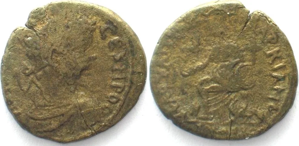 193-211 SEPTIMIUS SEVERUS 193-211 AE 26mm of MARKIANOPOLIS Kybele seated VF