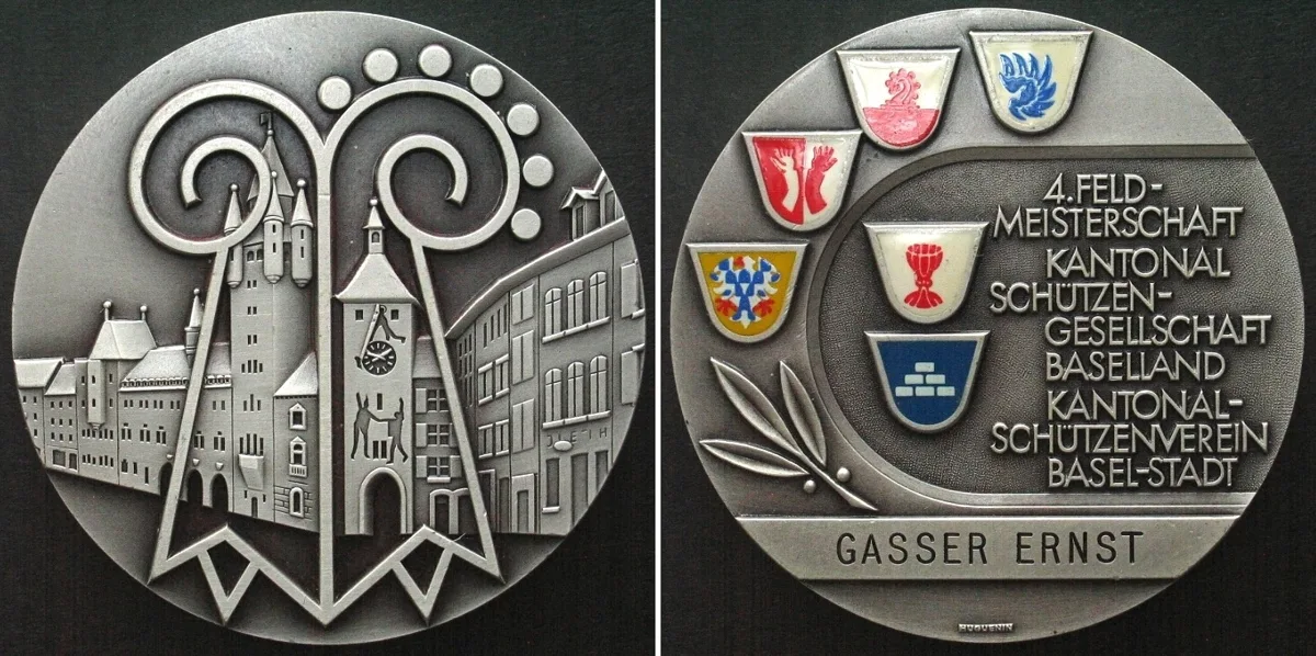 1975 4TH FIELD CHAMPIONSHIP BASEL (about 1975) Medal silvered bronze UNC