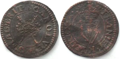 1625-1644 IRELAND. Farthing (1624-44), CHARLES I, copper XF! EF