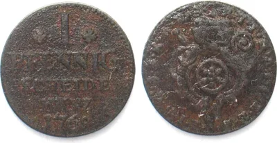 1768 Germany MAINZ Pfennig 1768 EMERIC JOSEF v. BREIDBACH copper AU!
