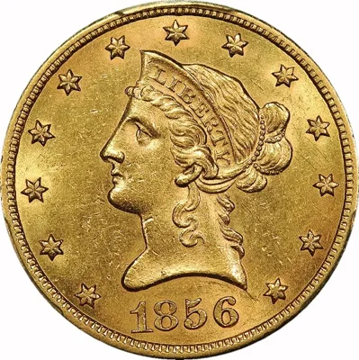 $10 Liberty, 1856-S, $10, AU58 , PCGS