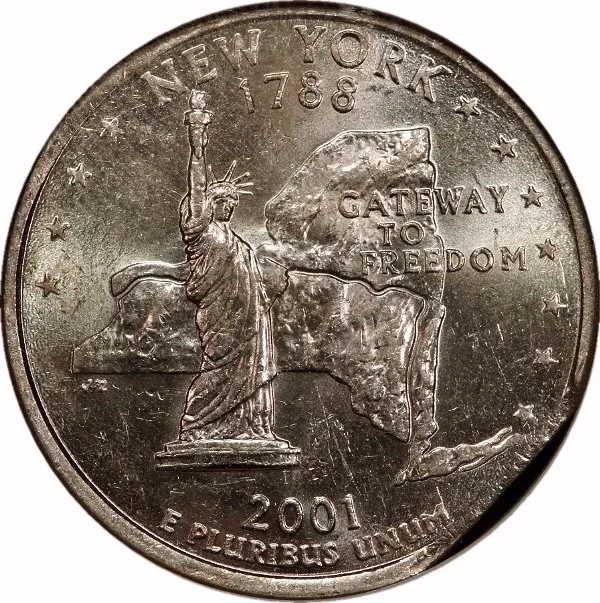 Washington 25¢, 2001, 3% Straight Clip, 25¢, AU58 , NGC