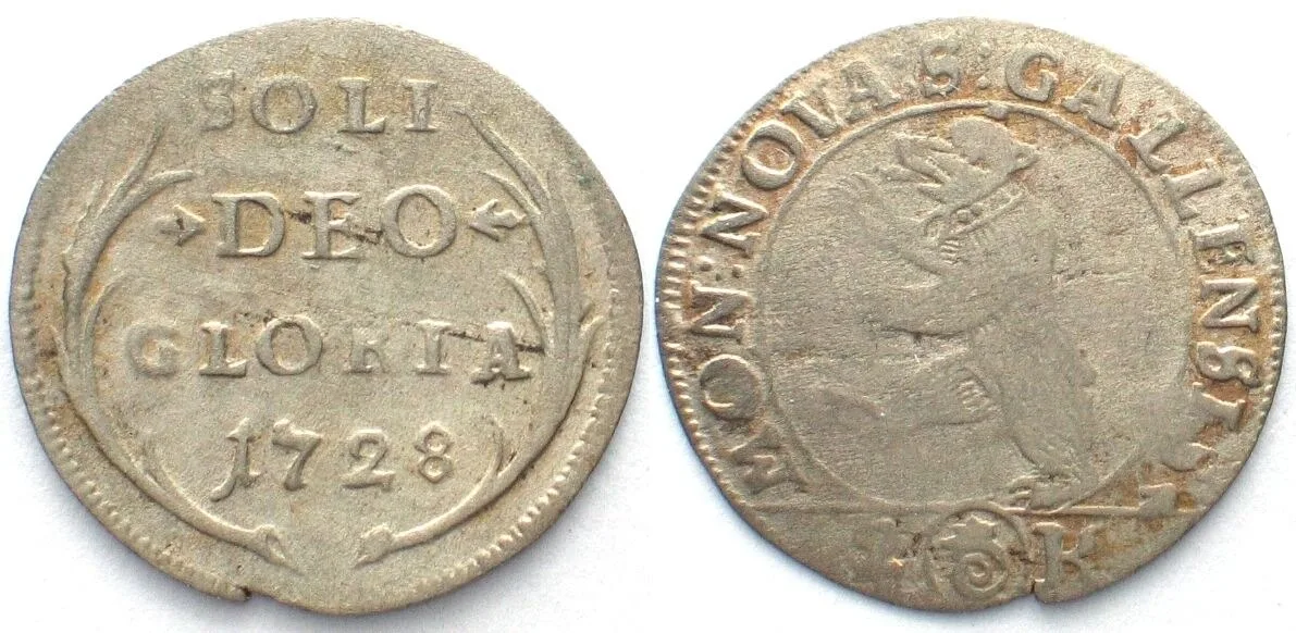 1728 Swiss Cantons SAINT GALL City. 2 Kreuzer (1/2 Batzen) 1728 billon XF! EF