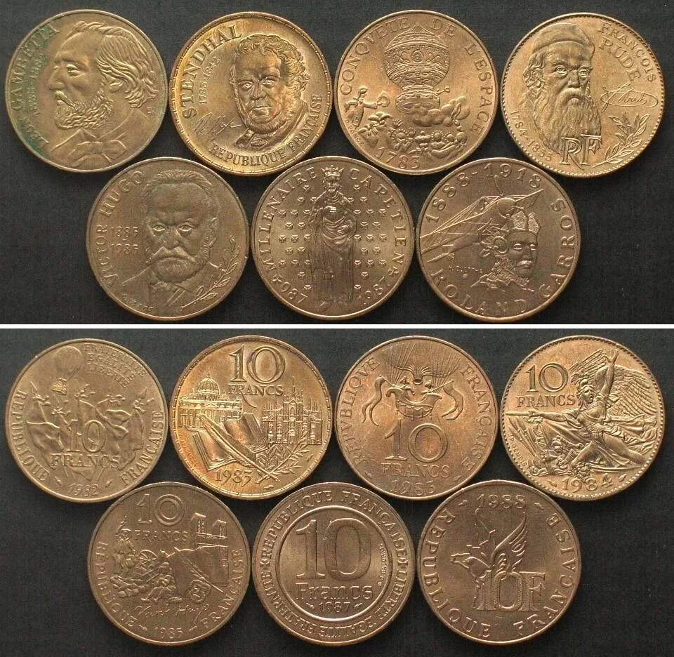 1982-1988 FRANCE 7 x 10 Francs 1982-1988, UNC