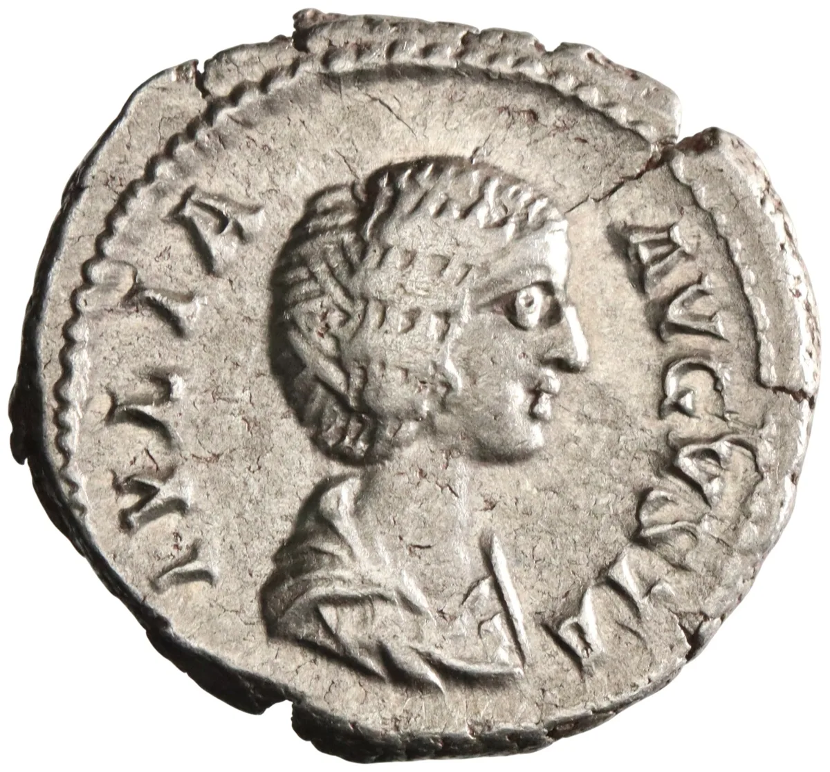 Roman: Julia Domna (193-217), silver denarius (3.40g), Rome mint, 193-217 CE. Draped bust right / Cybele, towered, enthroned left between two lions, leaning on drum and holding branch and sceptre.