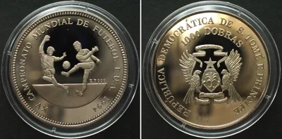 1994 ST. THOMAS & PRINCE - PATTERN 1000 Dobras 1994 SOCCER - E.P.999 RARE! Proof