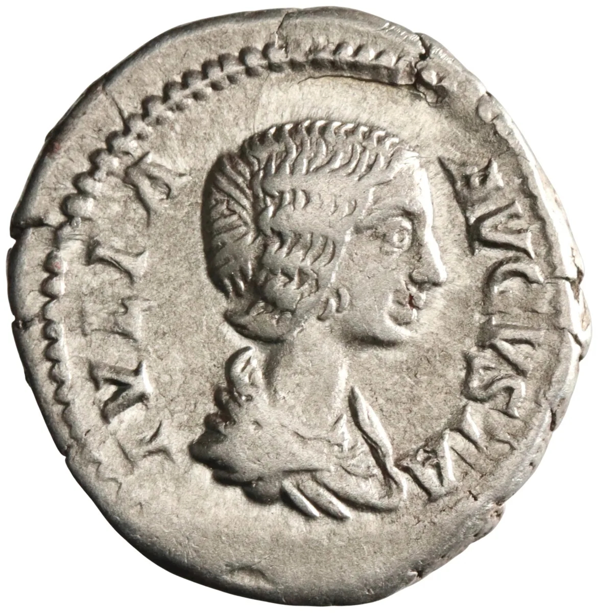 Roman: Julia Domna (193-217), silver denarius (3.50g), Rome mint, 193-217 CE. Draped bust right / Cybele, towered, enthroned left between two lions, leaning on drum and holding branch and sceptre.