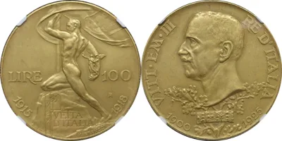100 Lire 1925R Emmanuel III PF 62 MATTE
