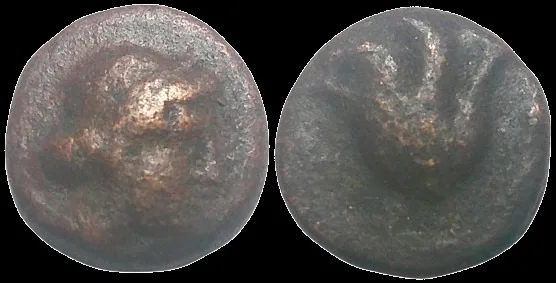 Islands off Caria, Rhodes. 350-300 BC, AE 9.7mm 1.11gm Chalkous. Rhodos / Rose