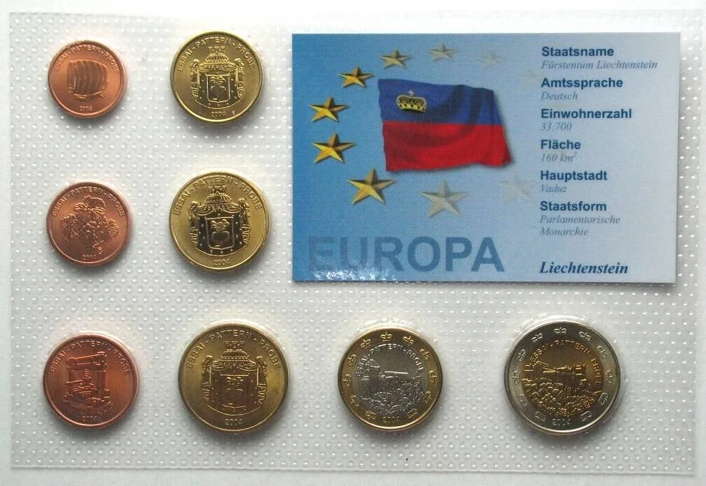 2004 LIECHTENSTEIN Euro Pattern set 2004 ESSAI - PATTERN - PROBE BU