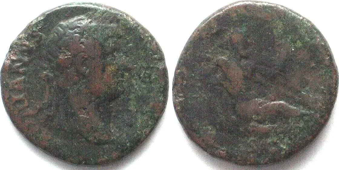 130-138 HADRIAN (117-138 AD). AE As, 130-138, Nilus reclining right, F+