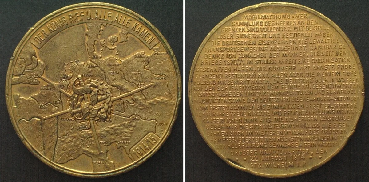 1914 GERMANY Medal 1914/15 on WWI Mobilisation, bronze 38mm UNC-