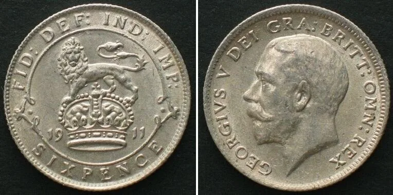 1911 GREAT BRITAIN Sixpence 1911 GEORGE V silver UNC!!!