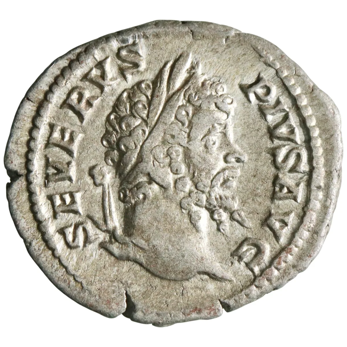 Roman: Septimius Severus (193-211), silver denarius (4.31g), Rome mint, 193-211 CE. Annona standing left, holding corn ears over a modius and cornucopiae.