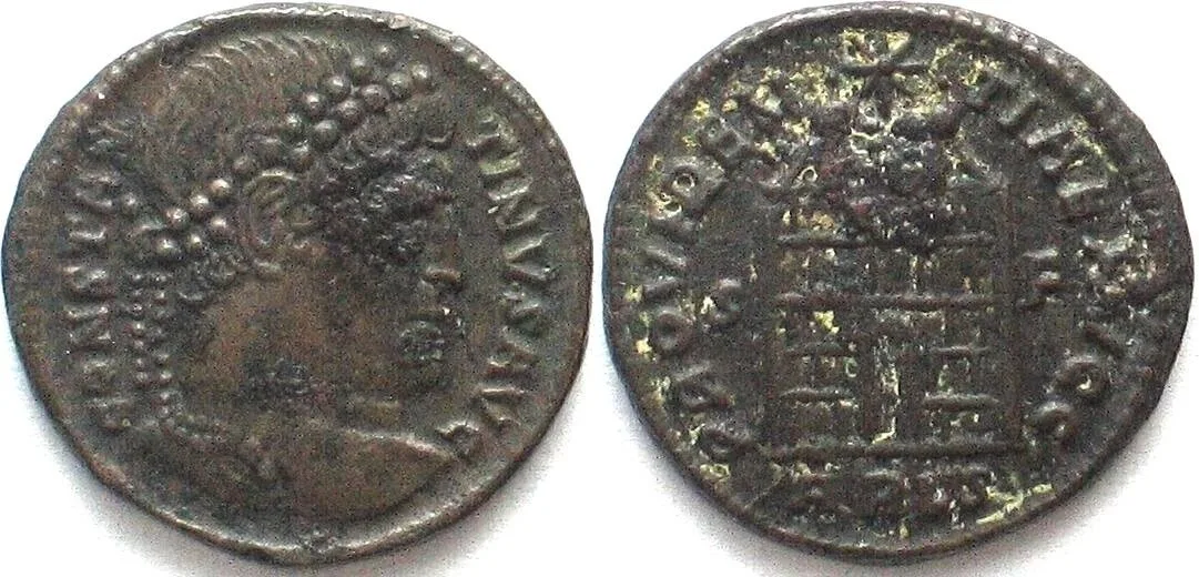 327 CONSTANTINE II (317-340 AD). AE Follis, 327, Arelate mint (Arles) XF